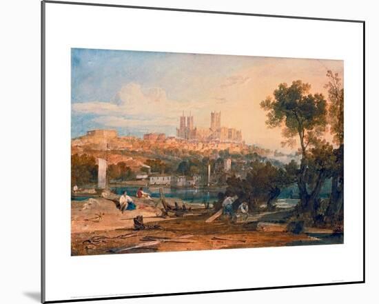 Lincoln Cathedral from the Holmes, Brayford, 1802-J M W Turner-Mounted Giclee Print