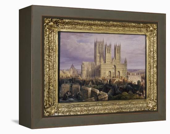 Lincoln Cathedral from the North West, Lincolnshire, England, 19th Century-Frederick Mackenzie-Framed Premier Image Canvas