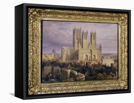 Lincoln Cathedral from the North West, Lincolnshire, England, 19th Century-Frederick Mackenzie-Framed Premier Image Canvas
