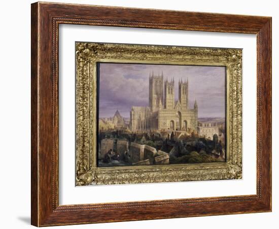 Lincoln Cathedral from the North West, Lincolnshire, England, 19th Century-Frederick Mackenzie-Framed Giclee Print