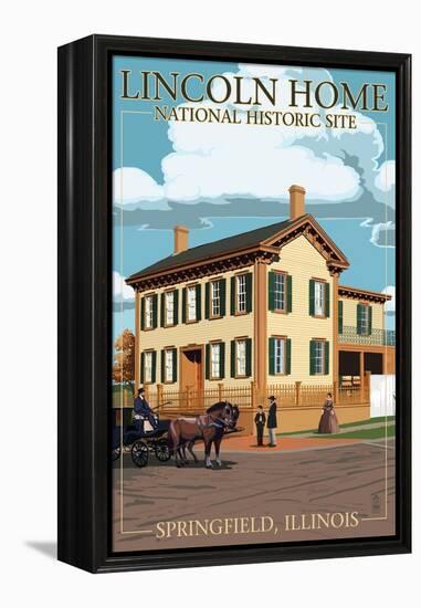 Lincoln Home National Historic Site - Springfield, Illinois-Lantern Press-Framed Stretched Canvas