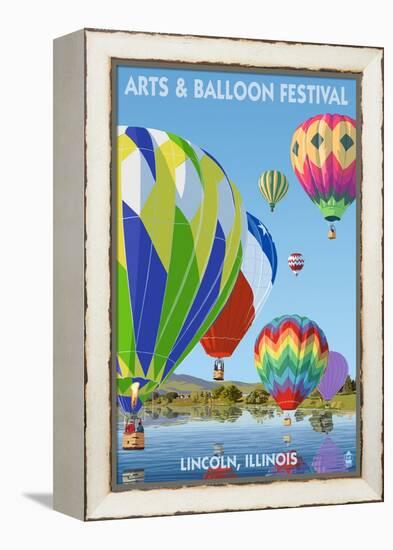 Lincoln, Illinois - Illinois Arts and Balloon Festival - Hot Air Balloons-Lantern Press-Framed Stretched Canvas