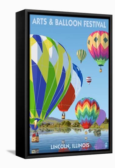 Lincoln, Illinois - Illinois Arts and Balloon Festival - Hot Air Balloons-Lantern Press-Framed Stretched Canvas