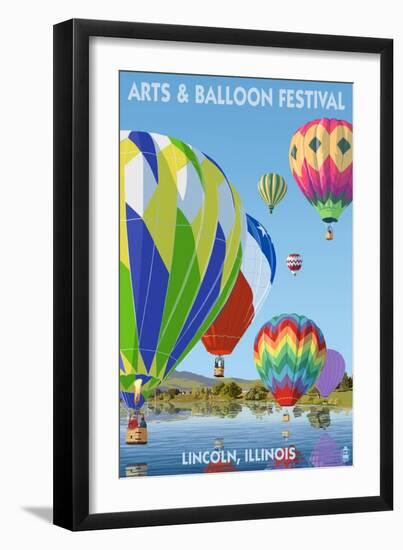 Lincoln, Illinois - Illinois Arts and Balloon Festival - Hot Air Balloons-Lantern Press-Framed Art Print