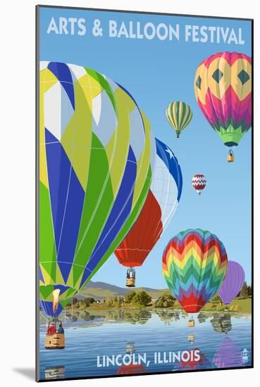 Lincoln, Illinois - Illinois Arts and Balloon Festival - Hot Air Balloons-Lantern Press-Mounted Art Print