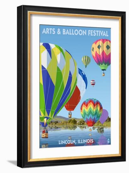 Lincoln, Illinois - Illinois Arts and Balloon Festival - Hot Air Balloons-Lantern Press-Framed Art Print