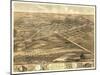 Lincoln, Illinois - Panoramic Map-Lantern Press-Mounted Art Print