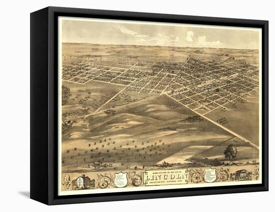 Lincoln, Illinois - Panoramic Map-Lantern Press-Framed Stretched Canvas