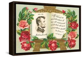 Lincoln in Book with Quotation-null-Framed Stretched Canvas