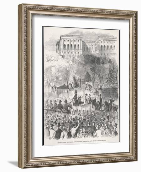 Lincoln is Inaugurated at Washington-Winslow Homer-Framed Art Print