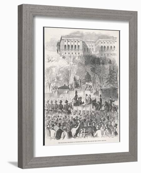 Lincoln is Inaugurated at Washington-Winslow Homer-Framed Art Print