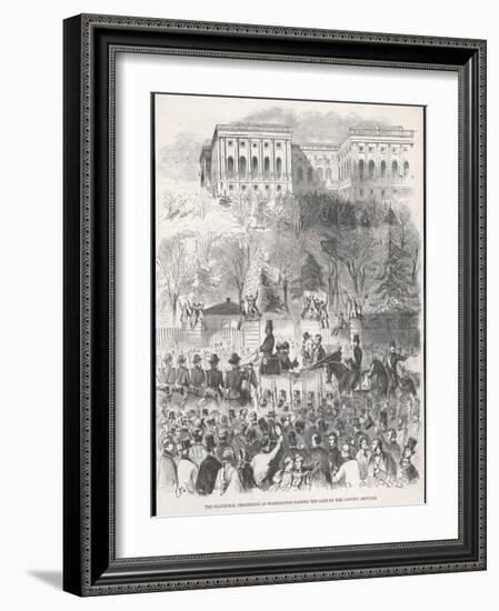 Lincoln is Inaugurated at Washington-Winslow Homer-Framed Art Print