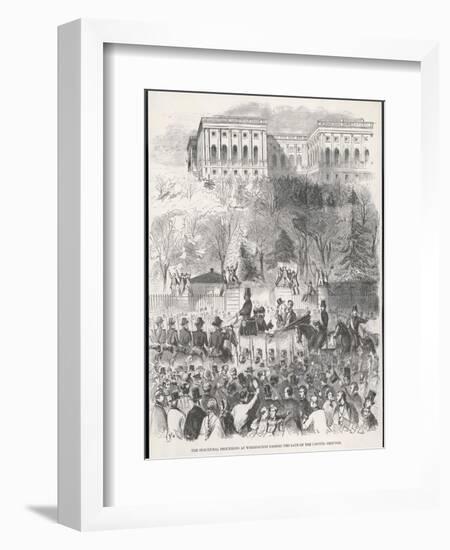 Lincoln is Inaugurated at Washington-Winslow Homer-Framed Art Print