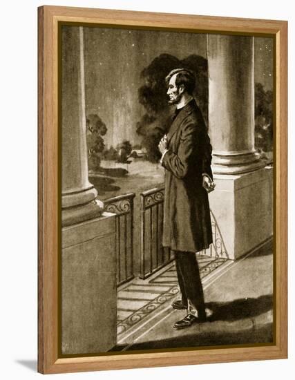 Lincoln Looks Out from the White House (Litho)-American-Framed Premier Image Canvas