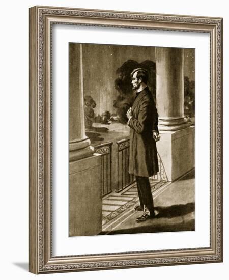 Lincoln Looks Out from the White House (Litho)-American-Framed Giclee Print