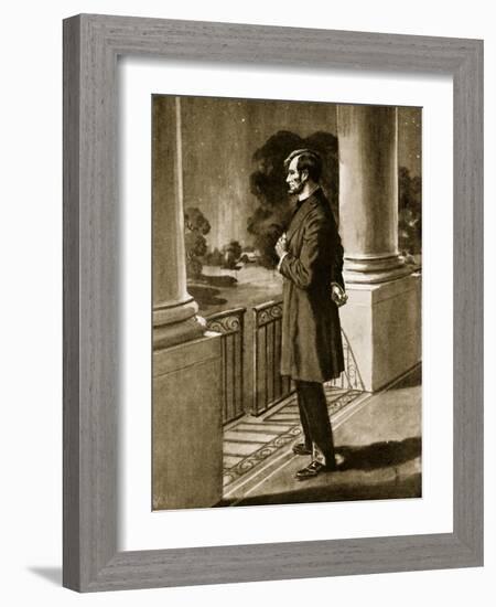 Lincoln Looks Out from the White House (Litho)-American-Framed Giclee Print