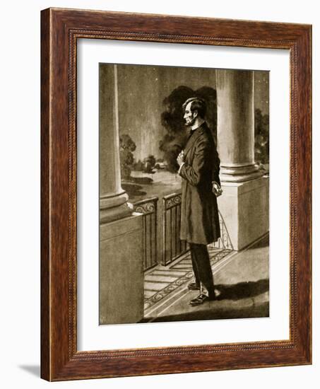 Lincoln Looks Out from the White House (Litho)-American-Framed Giclee Print