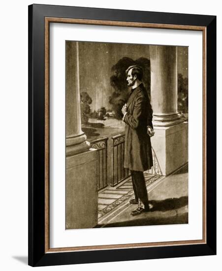 Lincoln Looks Out from the White House (Litho)-American-Framed Giclee Print