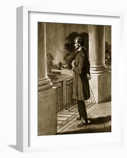 Lincoln Looks Out from the White House (Litho)-American-Framed Giclee Print