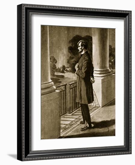 Lincoln Looks Out from the White House (Litho)-American-Framed Giclee Print