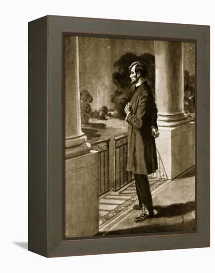 Lincoln Looks Out from the White House (Litho)-American-Framed Premier Image Canvas