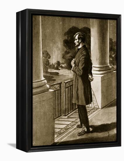 Lincoln Looks Out from the White House (Litho)-American-Framed Premier Image Canvas