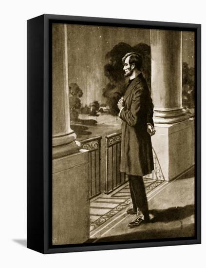 Lincoln Looks Out from the White House (Litho)-American-Framed Premier Image Canvas