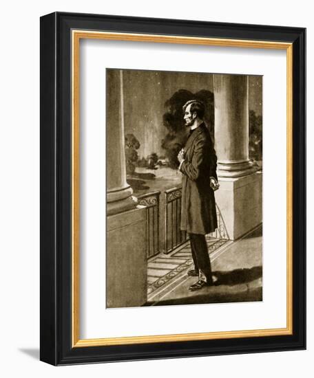 Lincoln Looks Out from the White House (Litho)-American-Framed Giclee Print