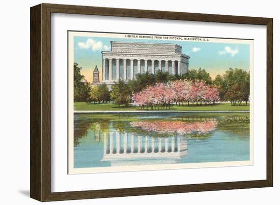 Lincoln Memorial, Cherry Blossoms, Washington D.C.-null-Framed Art Print