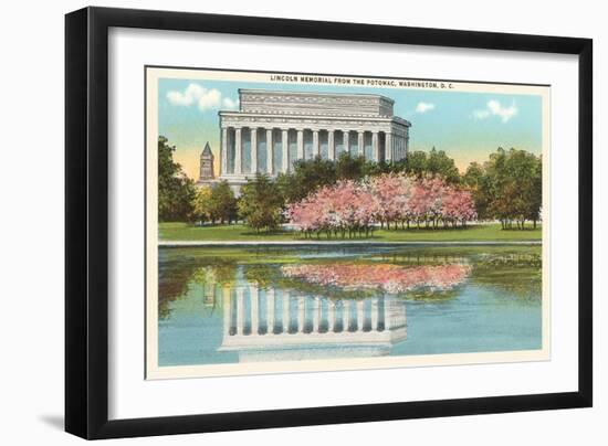 Lincoln Memorial, Cherry Blossoms, Washington D.C.-null-Framed Art Print