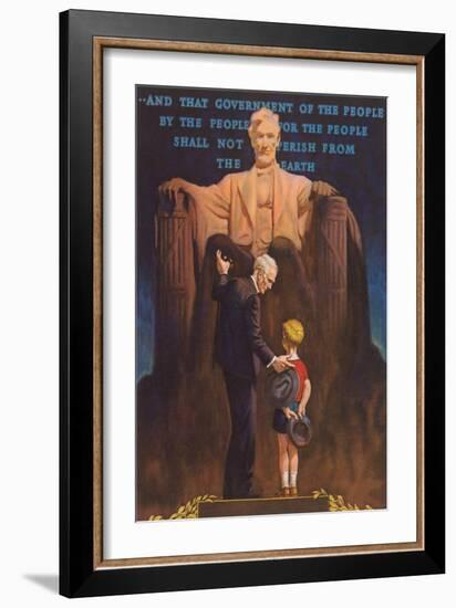 Lincoln Memorial, Man and Grandson-null-Framed Art Print