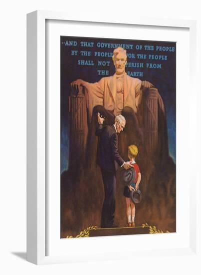 Lincoln Memorial, Man and Grandson-null-Framed Art Print