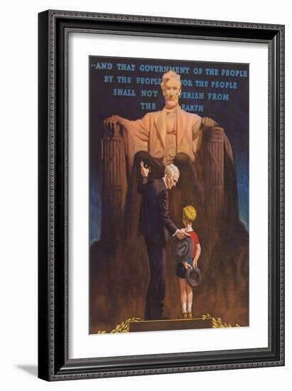 Lincoln Memorial, Man and Grandson-null-Framed Art Print