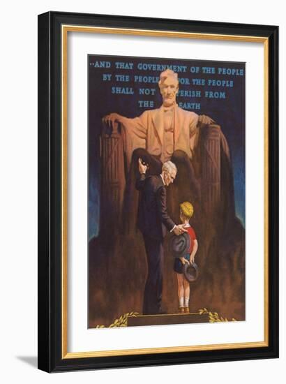 Lincoln Memorial, Man and Grandson-Found Image Press-Framed Giclee Print