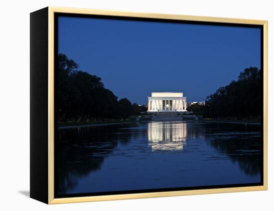 Lincoln Memorial Reflection in Pool, Washinton D.C., USA-Stocktrek Images-Framed Premier Image Canvas