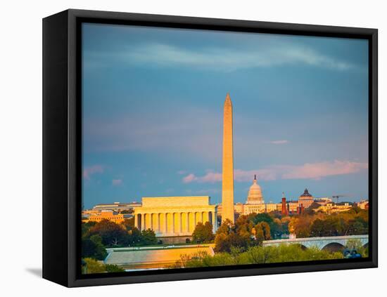 Lincoln Memorial, Washington Monument and Capitol, Washington DC-sborisov-Framed Premier Image Canvas