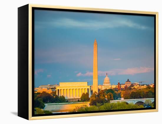 Lincoln Memorial, Washington Monument and Capitol, Washington DC-sborisov-Framed Premier Image Canvas