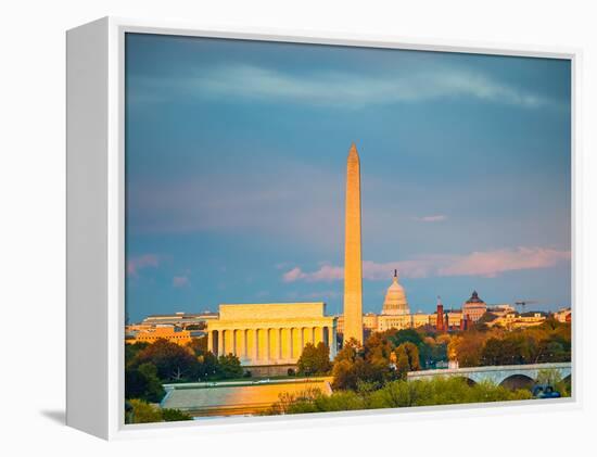 Lincoln Memorial, Washington Monument and Capitol, Washington DC-sborisov-Framed Premier Image Canvas