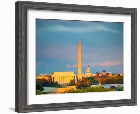 Lincoln Memorial, Washington Monument and Capitol, Washington DC-sborisov-Framed Photographic Print