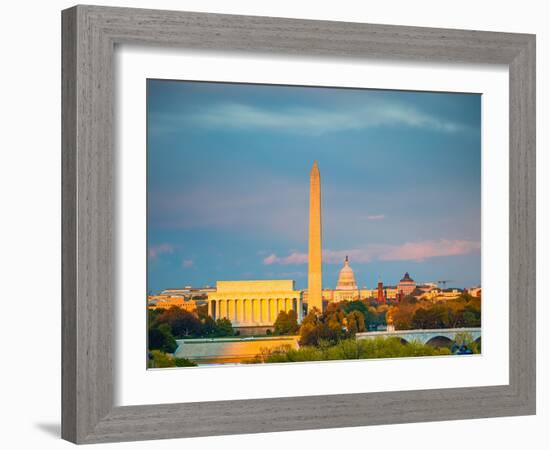 Lincoln Memorial, Washington Monument and Capitol, Washington DC-sborisov-Framed Photographic Print