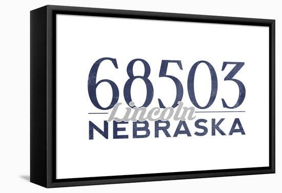 Lincoln, Nebraska - 68503 Zip Code (Blue)-Lantern Press-Framed Stretched Canvas