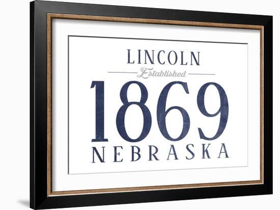 Lincoln, Nebraska - Established Date (Blue)-Lantern Press-Framed Art Print