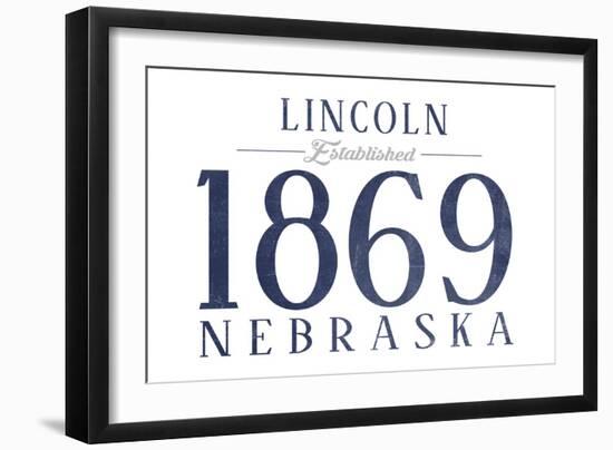 Lincoln, Nebraska - Established Date (Blue)-Lantern Press-Framed Art Print