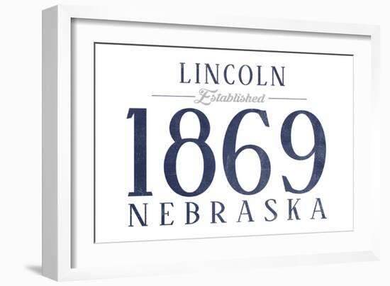 Lincoln, Nebraska - Established Date (Blue)-Lantern Press-Framed Art Print