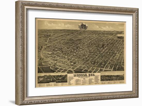 Lincoln, Nebraska - Panoramic Map-Lantern Press-Framed Art Print