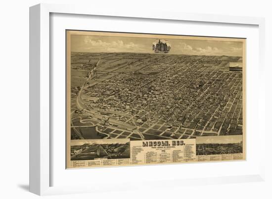 Lincoln, Nebraska - Panoramic Map-Lantern Press-Framed Art Print