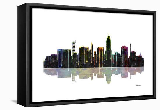 Lincoln Nebraska Skyline BW 1-Marlene Watson-Framed Premier Image Canvas