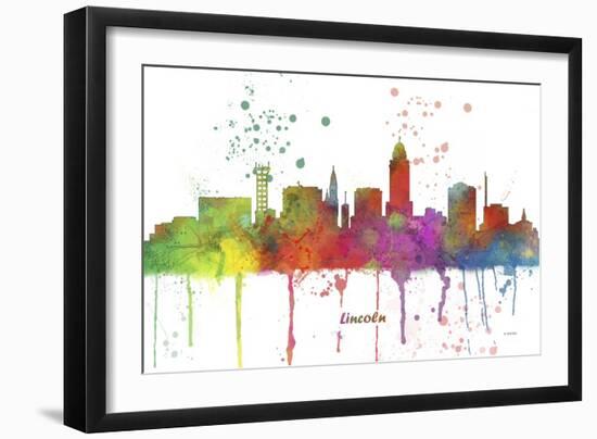 Lincoln Nebraska Skyline MCLR 1-Marlene Watson-Framed Giclee Print