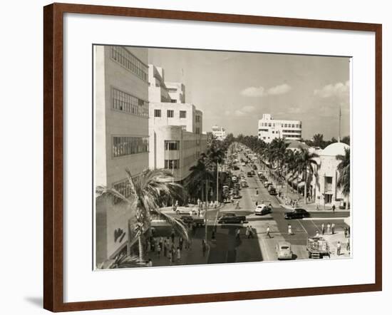 Lincoln Road Looking West from Washington Avenue, Miami Beach, C.1948-null-Framed Photographic Print