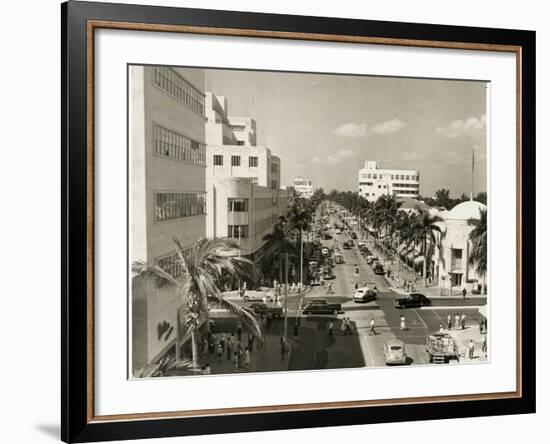 Lincoln Road Looking West from Washington Avenue, Miami Beach, C.1948-null-Framed Photographic Print